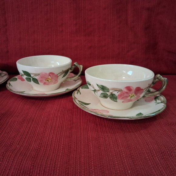 Vintage Franciscan Desert Rose Set Of 4 Cups And 4 Saucers - Picture 3 of 10